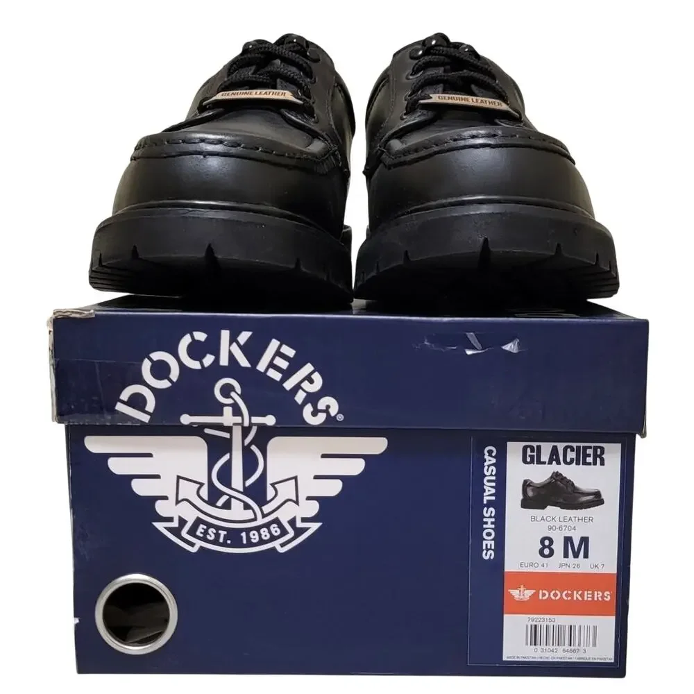 Dockers Men Glacier Moc Toe Derby Oxfords Size US 8M Black Leather